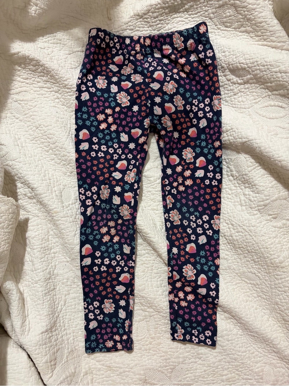 Girls 4-5 year George Navy Floral Heart Print Leggings